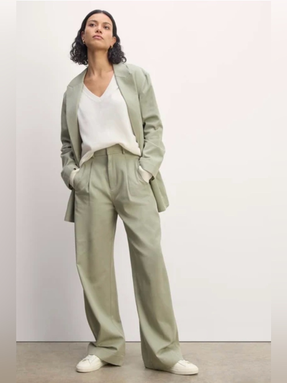 EVERLANE THE DRAPER PLEATED PANT IN‎ BUTTERSMOOTH, SIZE 8